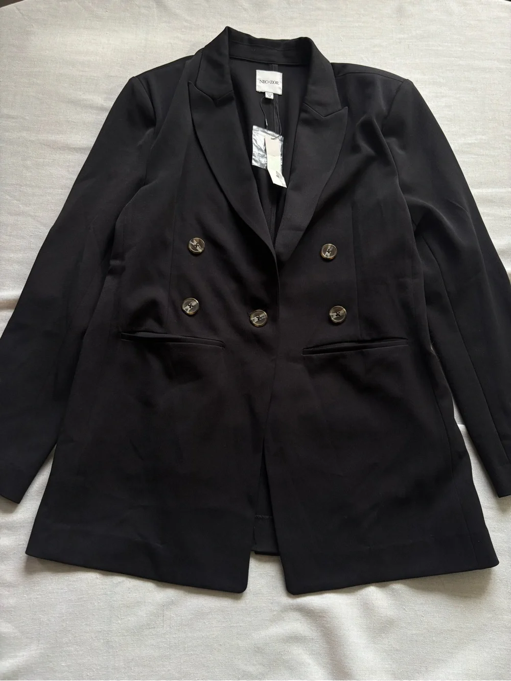 NWT NIC+ZOE The Avenue Blazer Black Tailored Stretch Jacket Size 12